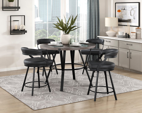 Crowley Black Swivel Counter Height Chair, Set of 2 from Homelegance - Luna Furniture