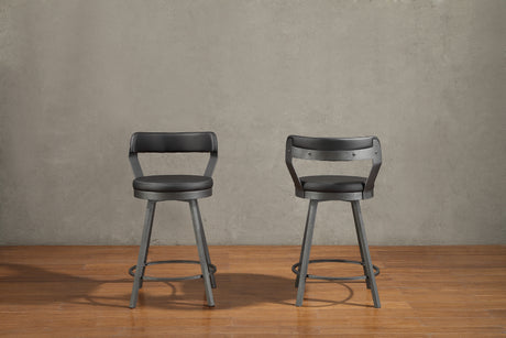 Appert Black/Dark Gray Swivel Pub Height Chair, Set of 2 from Homelegance - Luna Furniture