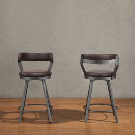 Appert Brown/Dark Gray Swivel Counter Chair, Set of 2 from Homelegance - Luna Furniture