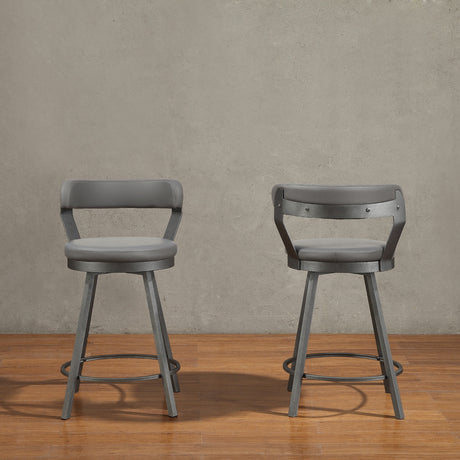 Appert Gray/Dark Gray Swivel Counter Chair, Set of 2 from Homelegance - Luna Furniture
