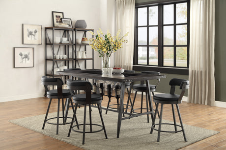 Appert Black/Dark Gray Swivel Pub Height Chair, Set of 2 from Homelegance - Luna Furniture