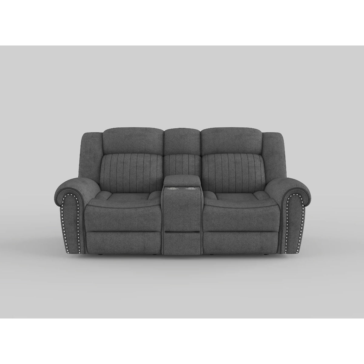 Brennen Charcoal Double Reclining Loveseat with Center Console from Homelegance - Luna Furniture