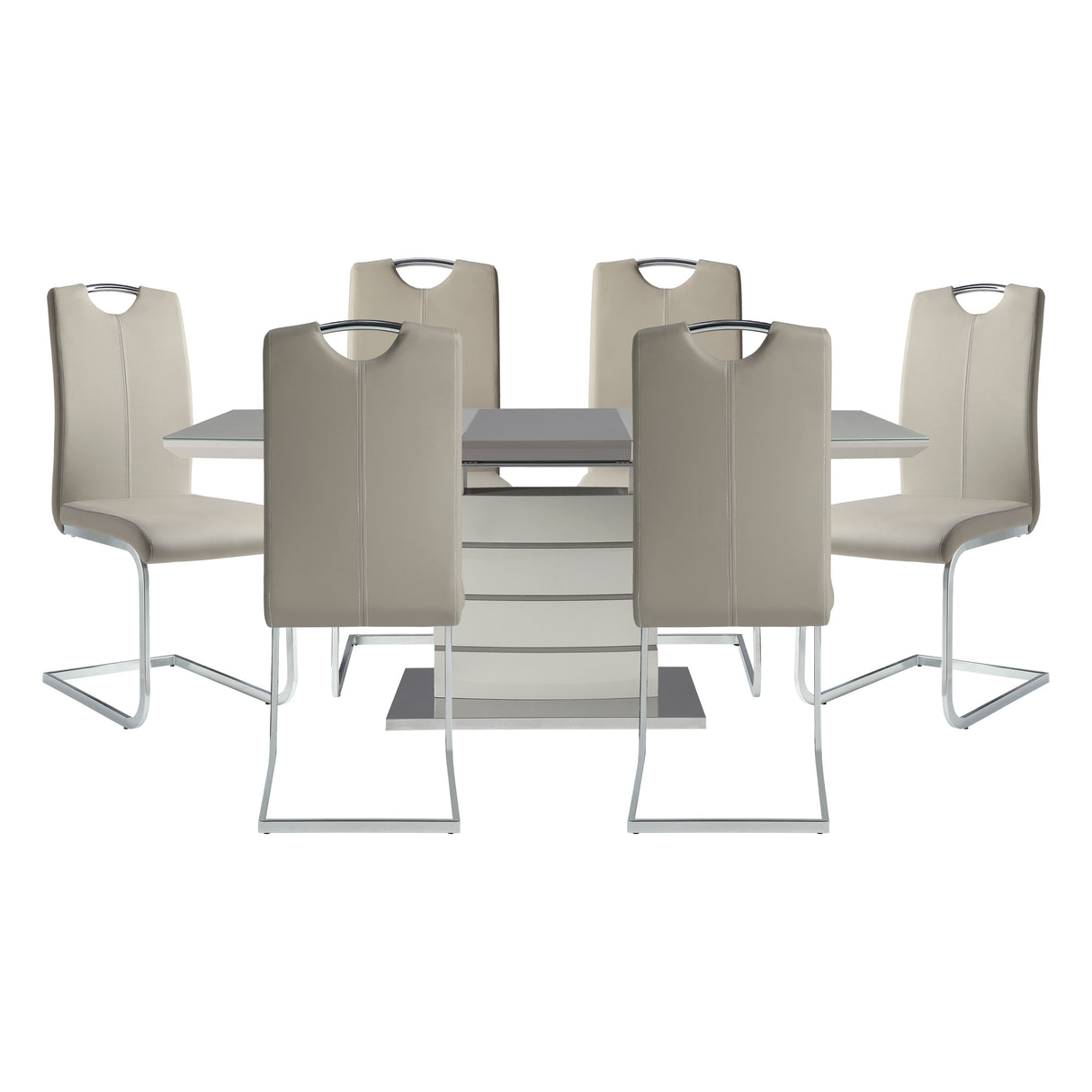 Glissand Chrome Metal/Gray 7-Piece 71" Extendable Dining Set from Homelegance - Luna Furniture