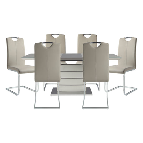 Glissand Chrome Metal/Gray 7-Piece 71" Extendable Dining Set from Homelegance - Luna Furniture