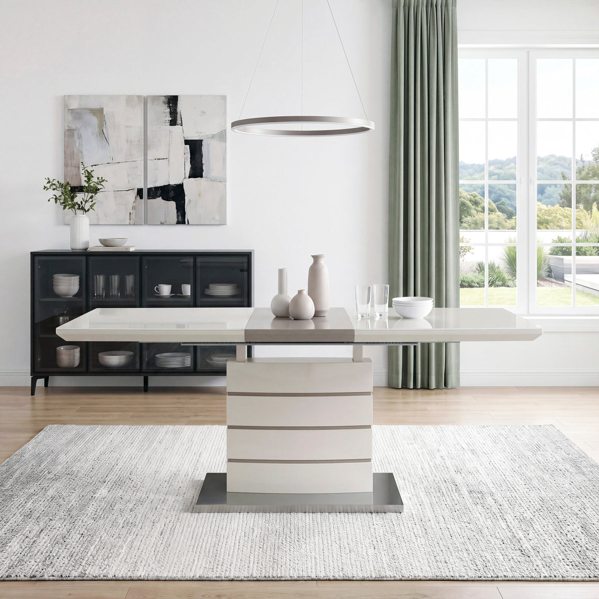 Glissand Chrome Metal/Gray Extendable Dining Table