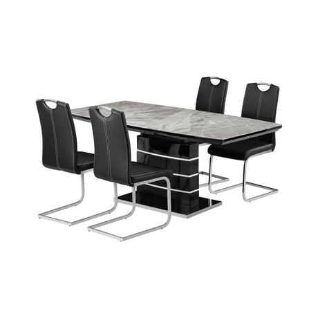 Glissand Black/Chrome 5-Piece Expandable Dining Room Set from Homelegance - Luna Furniture