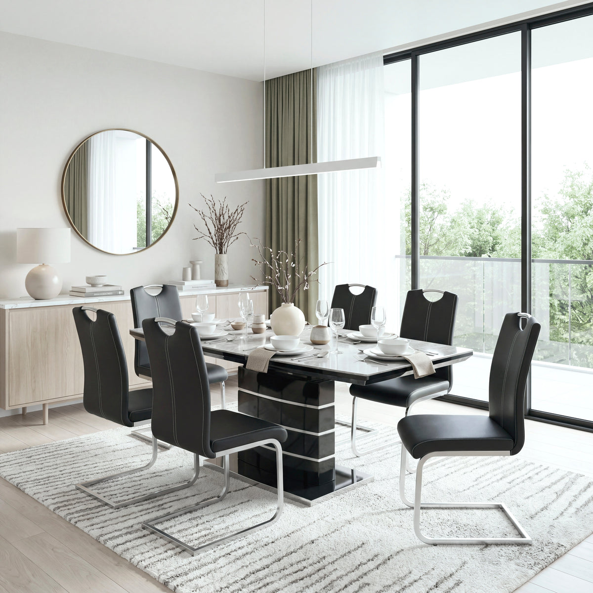 Glissand Black Expandable Dining Table