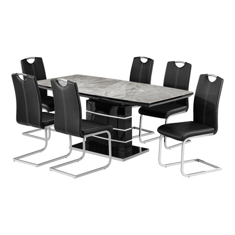 Glissand Black/Chrome 7-Piece Expandable Dining Room Set from Homelegance - Luna Furniture