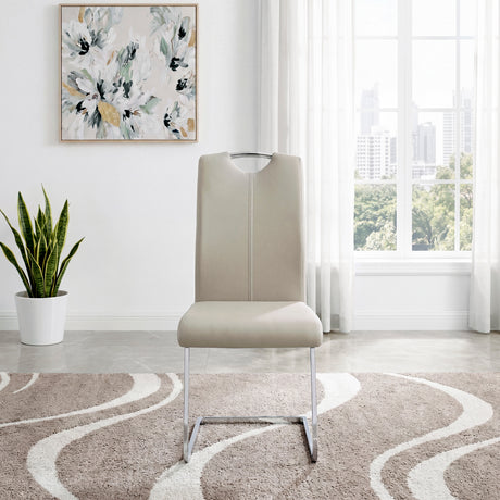 Glissand Chrome Metal/Gray Faux Leather Dining Side Chair, Set of 2 from Homelegance - Luna Furniture