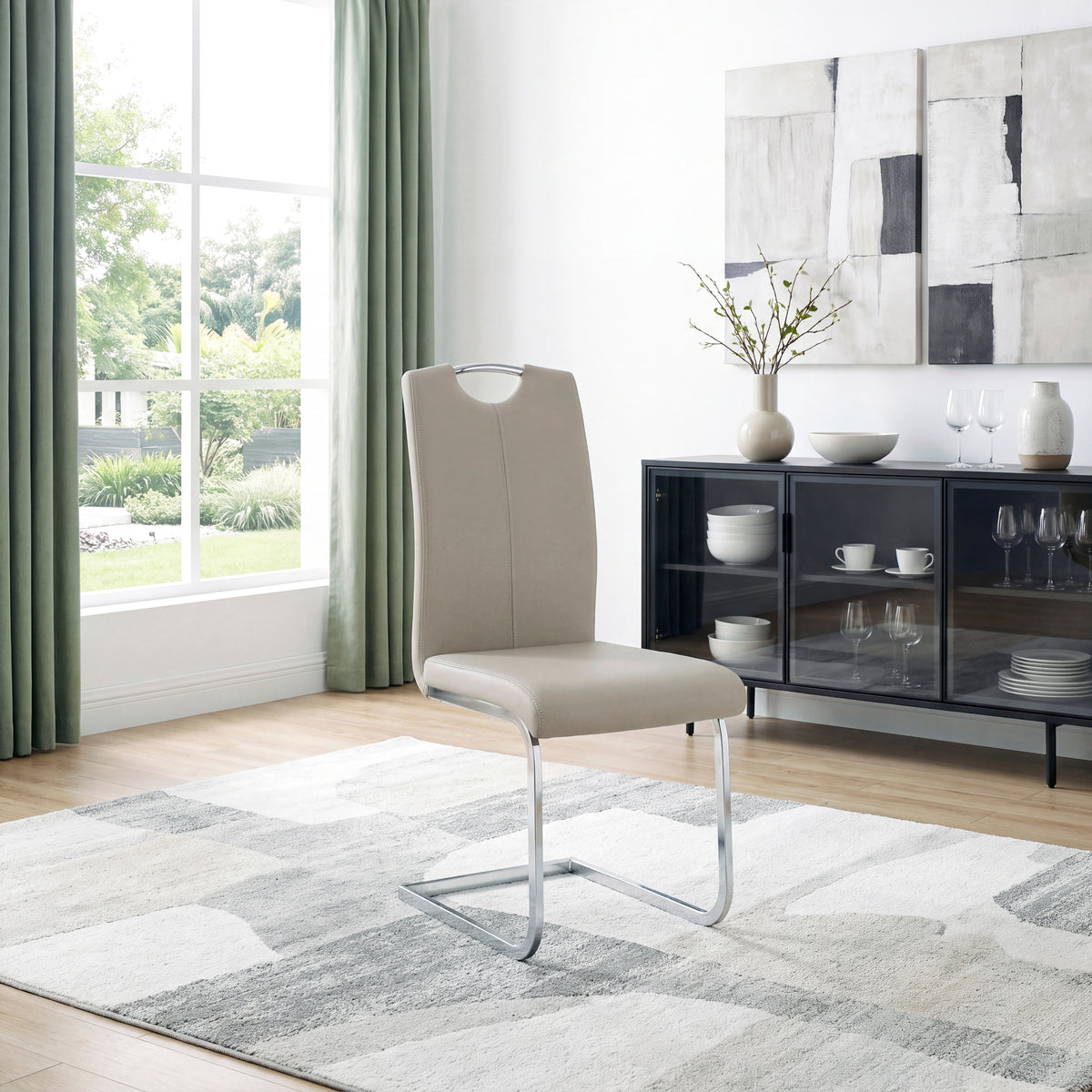 Glissand Chrome Metal/Gray Faux Leather Dining Side Chair, Set of 2 from Homelegance - Luna Furniture