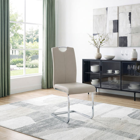 Glissand Chrome Metal/Gray Faux Leather Dining Side Chair, Set of 2 from Homelegance - Luna Furniture