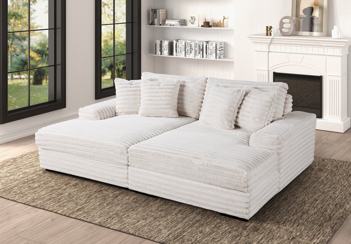 Edna Beige Oversized Double Chaise Sectional from Happy Homes - Luna Furniture