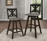 Amsonia Gray/White Slat Back Swivel Counter Height Chairs, Set of 2 from Homelegance - Luna Furniture