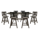 Amsonia Gray/White 7-Piece Counter Height Set with Slat Back Swivel Chairs from Homelegance - Luna Furniture
