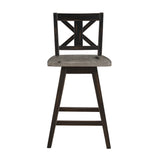 Amsonia Gray/Black X-Back Swivel Counter Height Chair, Set of 2 from Homelegance - Luna Furniture