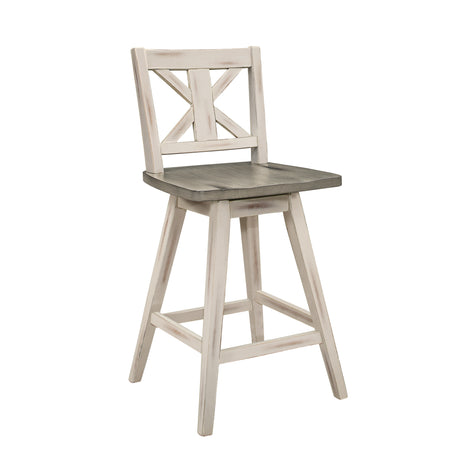 Amsonia Gray/White Divided X-Back Swivel Counter Height Chairs, Set of 2 from Homelegance - Luna Furniture
