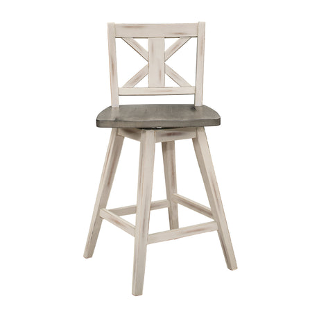 Amsonia Gray/White X-Back Swivel Counter Height Chair, Set of 2 from Homelegance - Luna Furniture