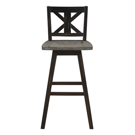 Amsonia Gray/Black X-Back Swivel Pub Height Chairs, Set of 2 from Homelegance - Luna Furniture
