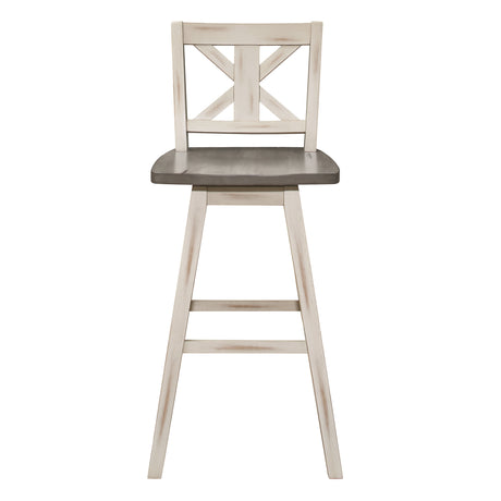 Amsonia Gray/White X-Back Swivel Pub Height Chairs, Set of 2 from Homelegance - Luna Furniture