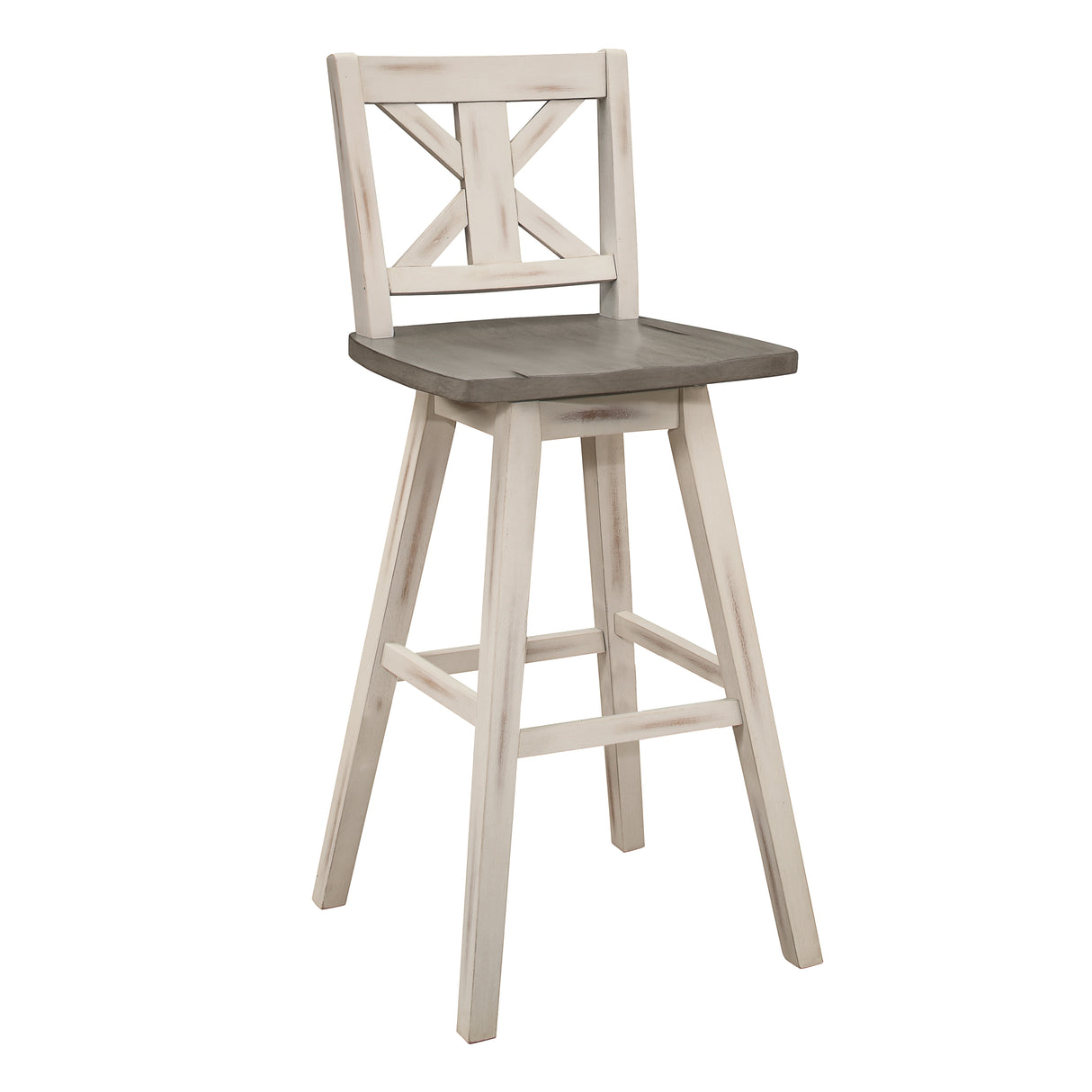 Amsonia Gray/White X-Back Swivel Pub Height Chairs, Set of 2 from Homelegance - Luna Furniture