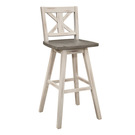 Amsonia Gray/White X-Back Swivel Pub Height Chairs, Set of 2 from Homelegance - Luna Furniture