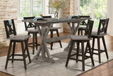 Amsonia Gray/Black 7-Piece Counter Height Set with X-Back Swivel Chairs