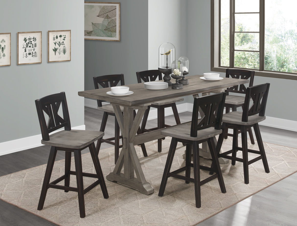 Amsonia Gray/Black Slat Back Swivel Counter Height Chairs, Set of 2 from Homelegance - Luna Furniture