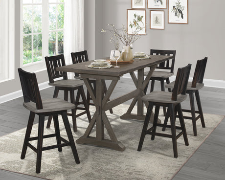 Amsonia Gray/Black Slat Back Swivel Counter Height Chairs, Set of 2 from Homelegance - Luna Furniture
