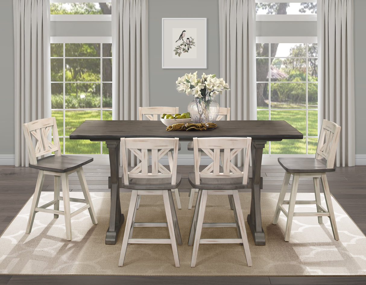 Amsonia Gray/Black X-Back Swivel Pub Height Chairs, Set of 2 from Homelegance - Luna Furniture