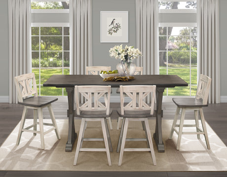 Amsonia Gray/White Slat Back Swivel Counter Height Chairs, Set of 2 from Homelegance - Luna Furniture