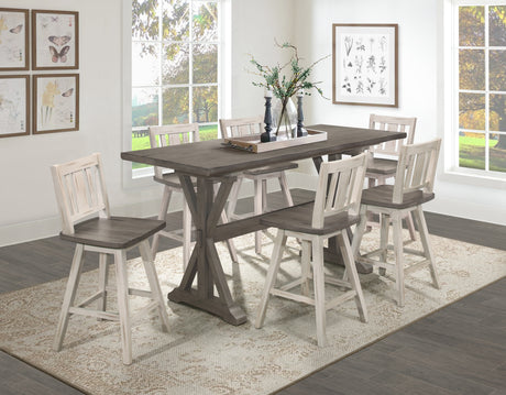 Amsonia Gray/White X-Back Swivel Counter Height Chair, Set of 2 from Homelegance - Luna Furniture