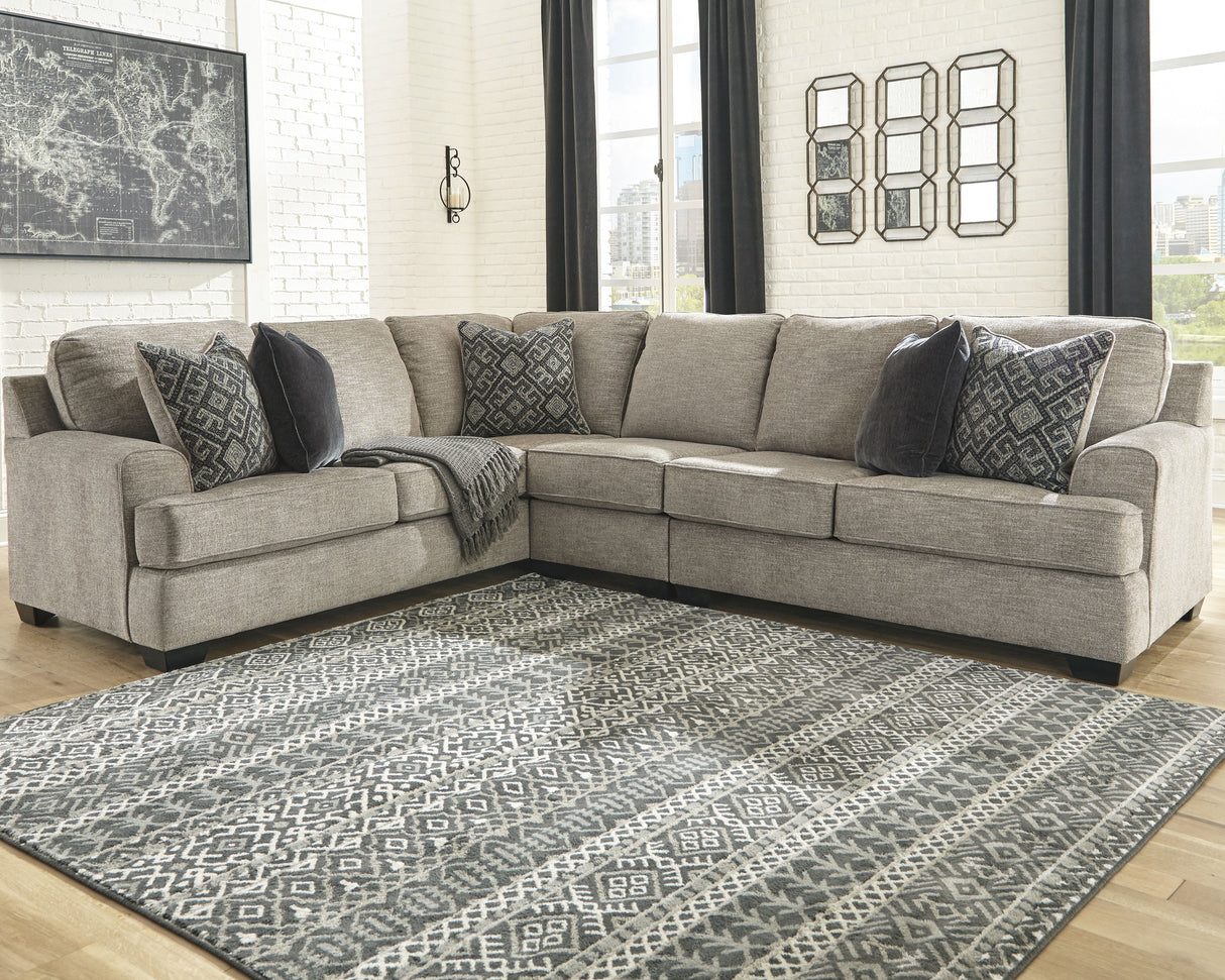 Bovarian 3-Piece Sectional with Ottoman in Stone from Ashley Furniture - Luna Furniture