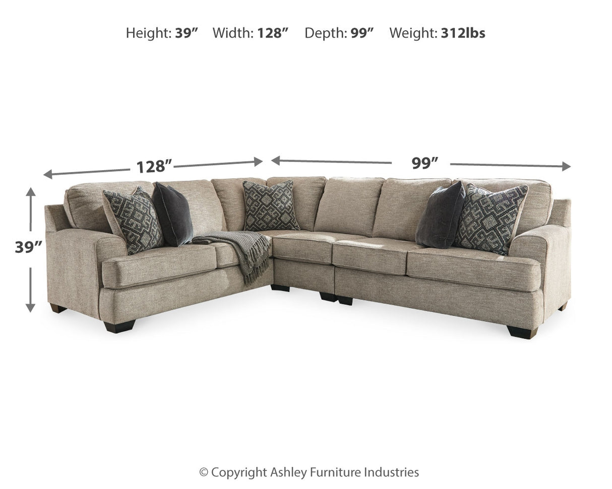 Bovarian 3-Piece Sectional with Ottoman in Stone from Ashley Furniture - Luna Furniture