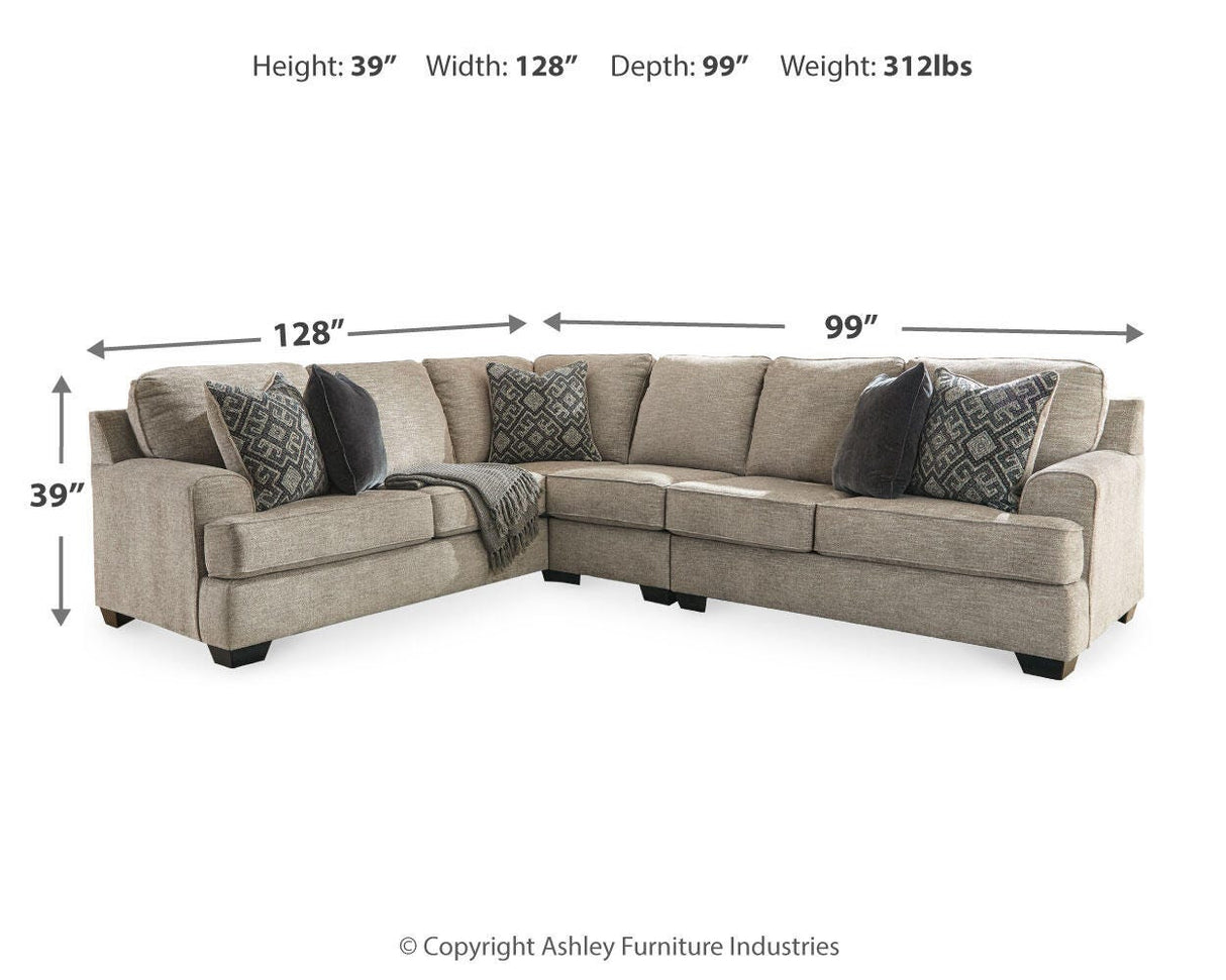 Bovarian 3-Piece Sectional with Ottoman in Stone from Ashley - Luna Furniture
