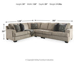 Bovarian 3-Piece Sectional with Ottoman in Stone from Ashley - Luna Furniture