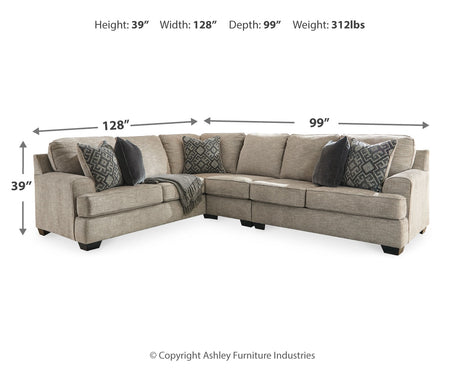 Bovarian Stone 3-Piece Sectional with Ottoman from Ashley Furniture - Luna Furniture