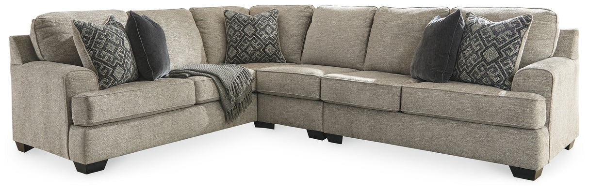 Bovarian 3-Piece Sectional with Ottoman in Stone from Ashley Furniture - Luna Furniture