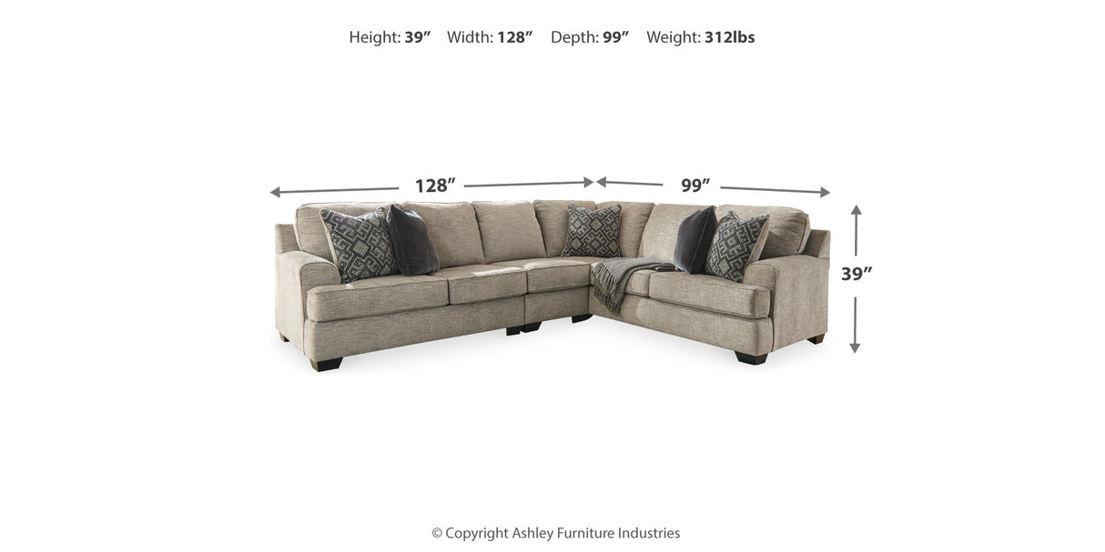 Bovarian Stone 3-Piece Sectional with Ottoman from Ashley Furniture - Luna Furniture