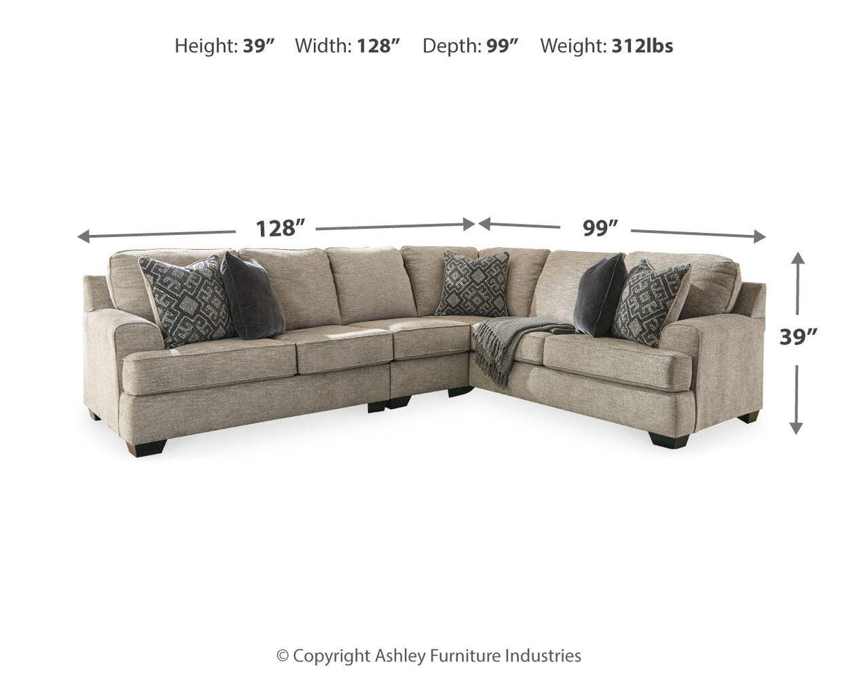 Bovarian Stone 3-Piece Sectional with Ottoman from Ashley Furniture - Luna Furniture