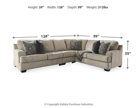 Bovarian Stone 3-Piece Sectional with Ottoman from Ashley - Luna Furniture
