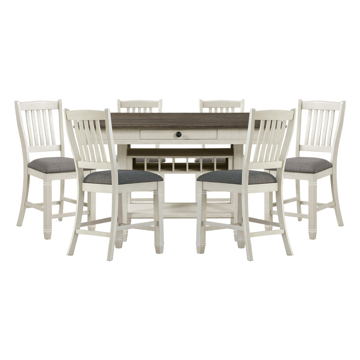 Granby Antique White 7-Piece Counter Height Set from Homelegance - Luna Furniture