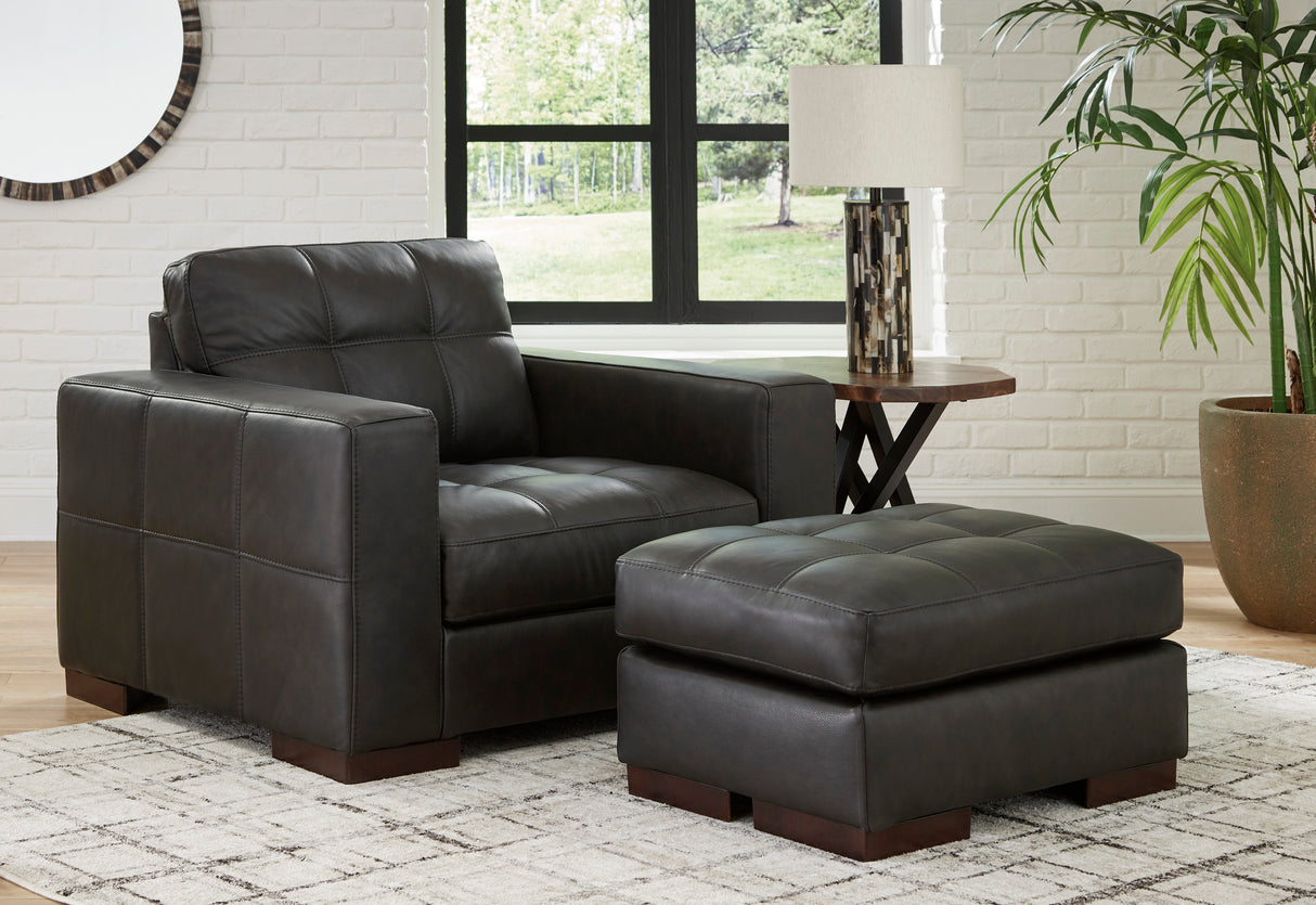 Luigi Thunder Leather Living Room Set from Ashley - Luna Furniture