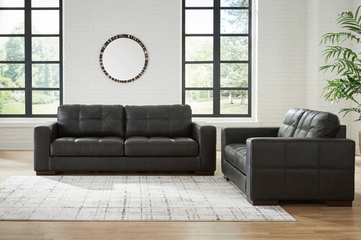 Luigi Thunder Leather Living Room Set from Ashley - Luna Furniture