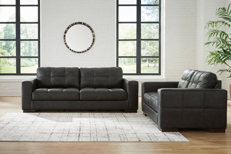 Luigi Thunder Leather Living Room Set from Ashley - Luna Furniture