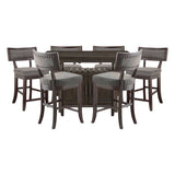 Oxton Dark Cherry/Baltimore Espresso Fabric 5-Piece Extendable Counter Height Set from Homelegance - Luna Furniture