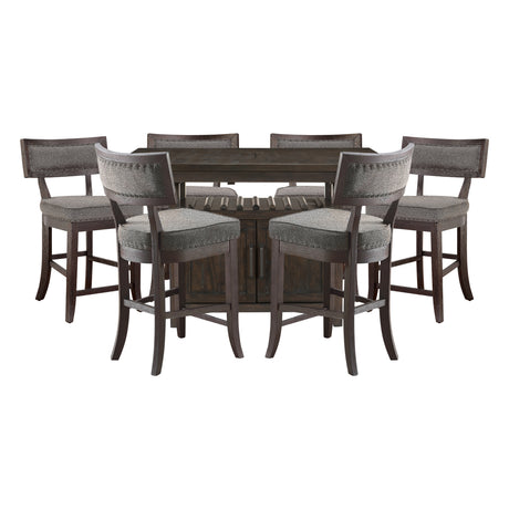 Oxton Dark Cherry/Espresso Faux Leather 7-Piece Extendable Counter Height Set from Homelegance - Luna Furniture