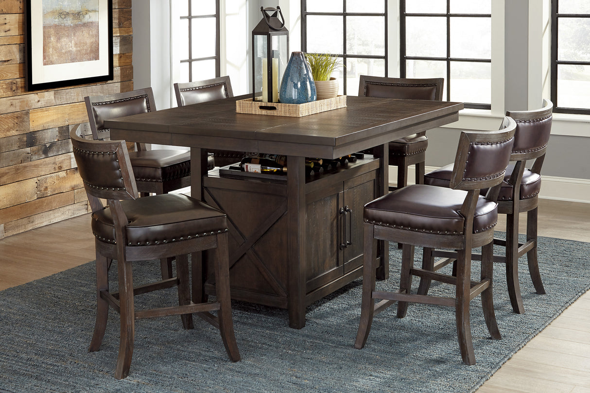Oxton Dark Cherry Counter Height Table with Storage Base from Homelegance - Luna Furniture