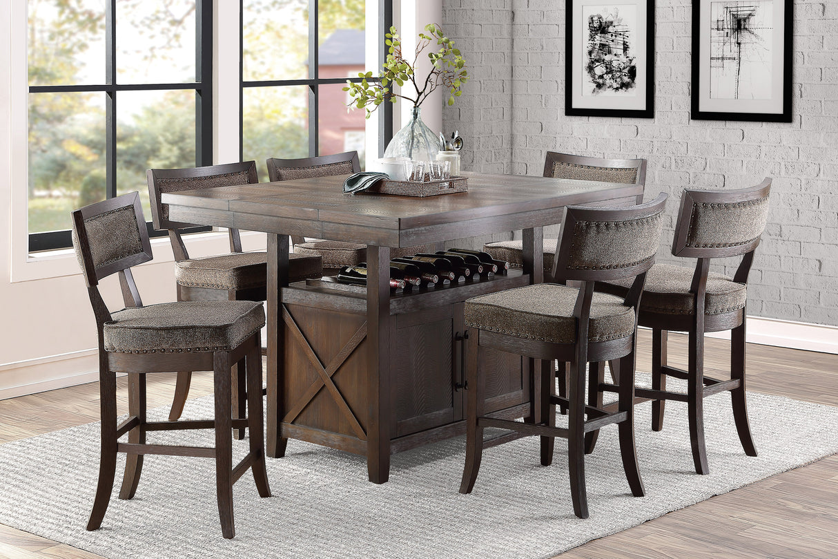 Oxton Dark Cherry Counter Height Table with Storage Base from Homelegance - Luna Furniture