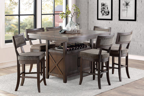 Oxton Dark Cherry Counter Height Table with Storage Base from Homelegance - Luna Furniture