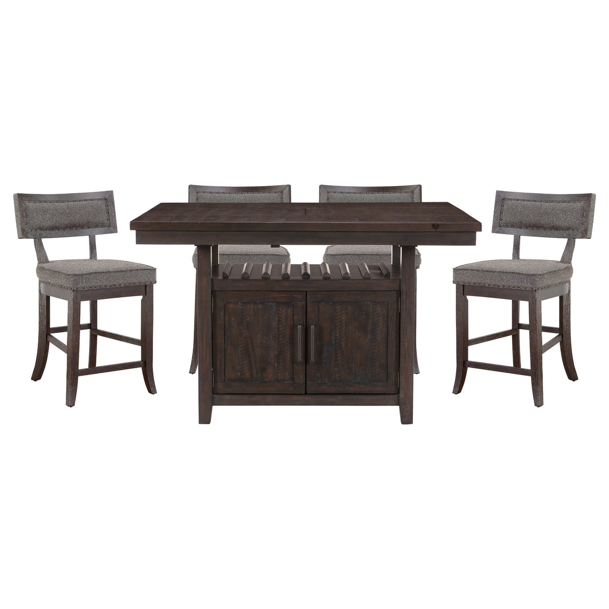 Oxton Dark Cherry/Baltimore Espresso Fabric 5-Piece Extendable Counter Height Set from Homelegance - Luna Furniture